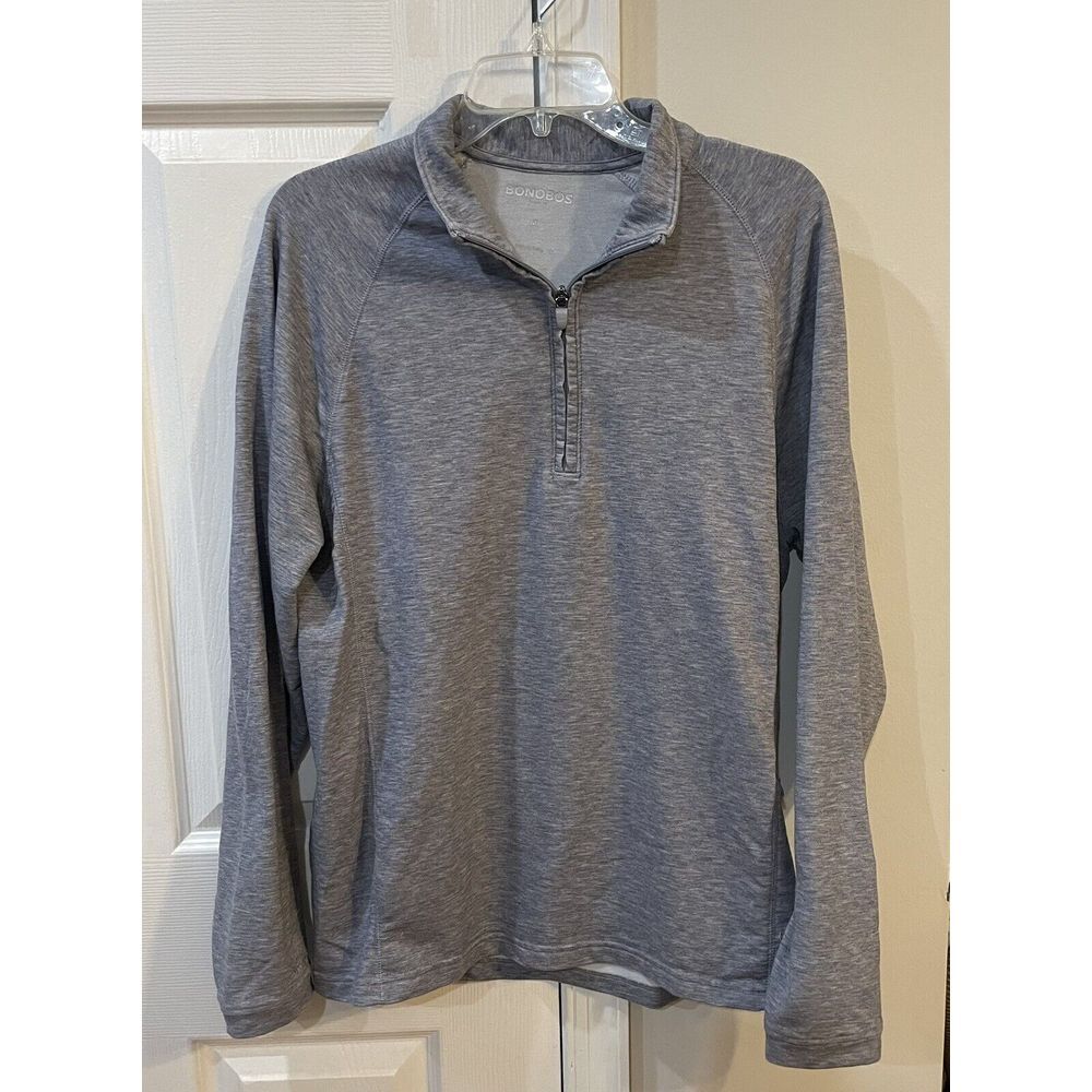 Bonobos 1/4 Zip Pullover Golf Shirt Men's Sz‎ M Gray One Zip Pocket